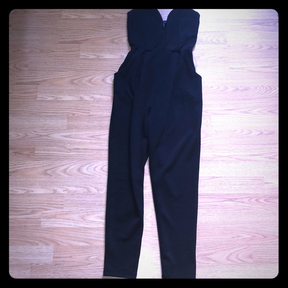 Cropped strapless jumpsuit